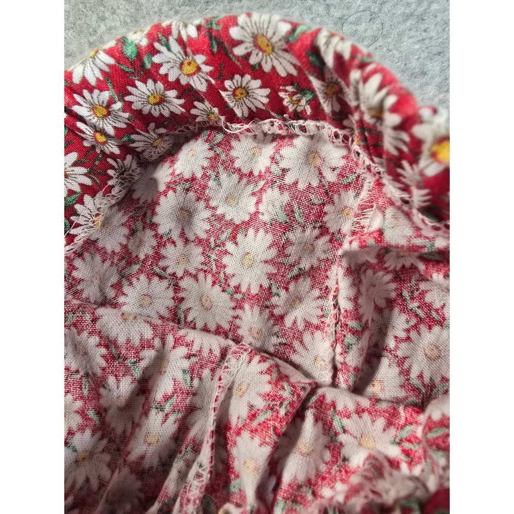 Vintage 90s Handmade Red Daisy Floral Print Elastic Waist Shorts Cottagecore XS - Picture 5 of 9